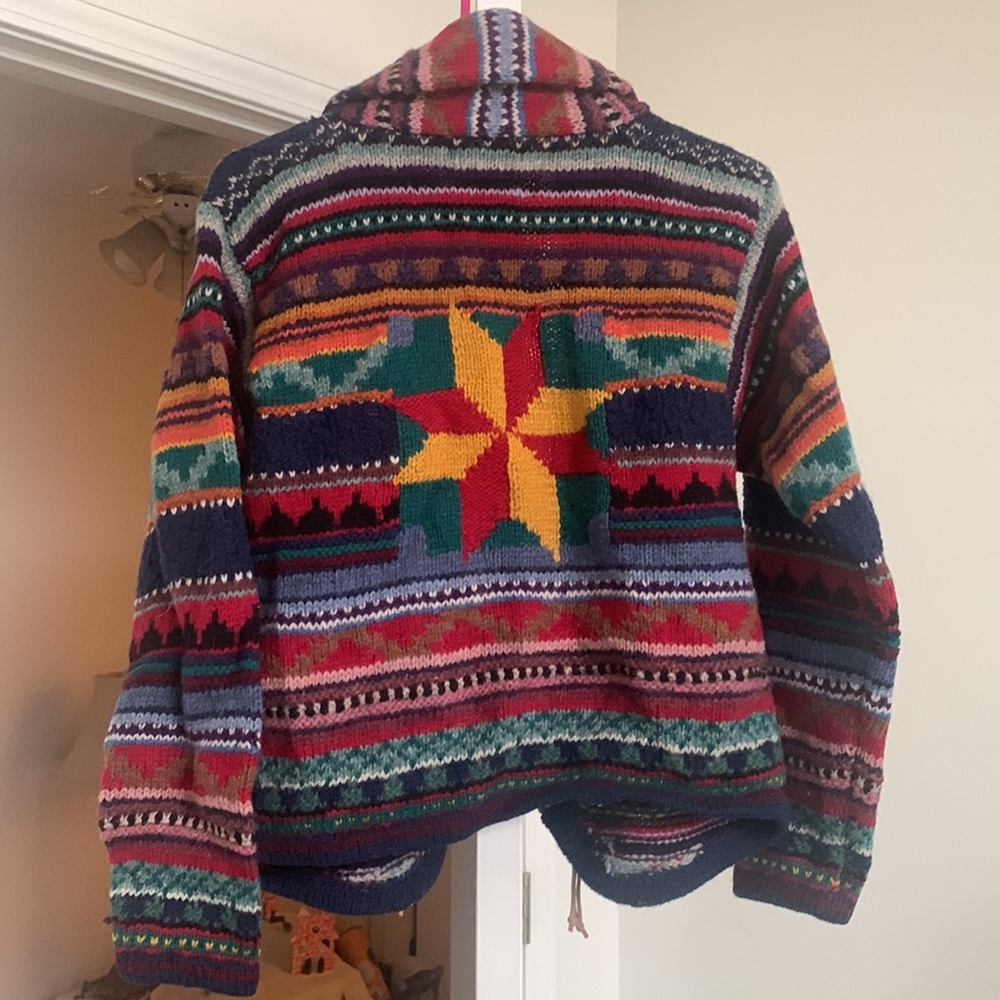 Vintage Wool sweater with star and brass buttons.